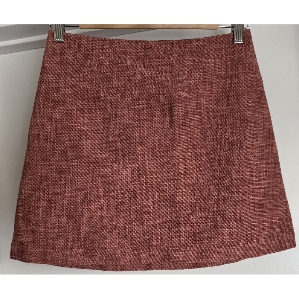 Wilfred Maroon Mini Skirt Size 8 Cotton Solid Classic Casual Chic